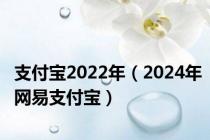 支付宝2022年（2024年网易支付宝）