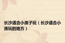 长沙适合小孩子玩（长沙适合小孩玩的地方）