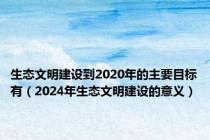生态文明建设到2020年的主要目标有（2024年生态文明建设的意义）