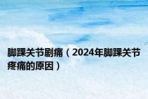 脚踝关节剧痛（2024年脚踝关节疼痛的原因）