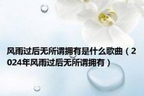 风雨过后无所谓拥有是什么歌曲（2024年风雨过后无所谓拥有）