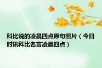 科比说的凌晨四点原句照片（今日时讯科比名言凌晨四点）