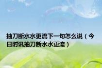 抽刀断水水更流下一句怎么说（今日时讯抽刀断水水更流）