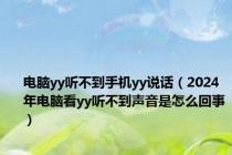 电脑yy听不到手机yy说话（2024年电脑看yy听不到声音是怎么回事）