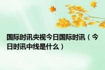 国际时讯央视今日国际时讯（今日时讯中线是什么）