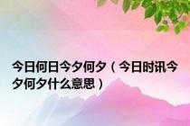 今日何日今夕何夕（今日时讯今夕何夕什么意思）