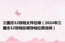 三国志12存档文件在哪（2024年三国志12存档在哪存档位置说明）