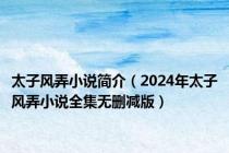 太子风弄小说简介（2024年太子风弄小说全集无删减版）