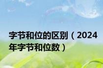 字节和位的区别（2024年字节和位数）