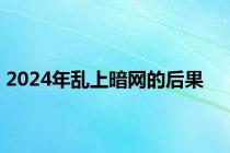 2024年乱上暗网的后果