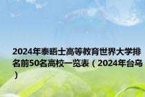 2024年泰晤士高等教育世界大学排名前50名高校一览表（2024年台乌）