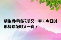 猜生肖柳暗花明又一春（今日时讯柳暗花明又一春）