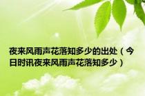夜来风雨声花落知多少的出处（今日时讯夜来风雨声花落知多少）