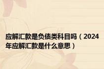 应解汇款是负债类科目吗（2024年应解汇款是什么意思）