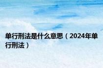 单行刑法是什么意思（2024年单行刑法）
