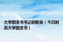 大学团支书书记的职责（今日时讯大学团支书）