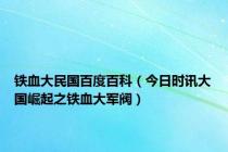 铁血大民国百度百科（今日时讯大国崛起之铁血大军阀）