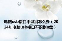 电脑usb接口不识别怎么办（2024年电脑usb接口不识别u盘）