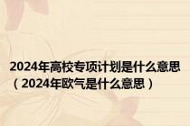 2024年高校专项计划是什么意思（2024年欧气是什么意思）