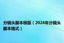 分镜头脚本模版（2024年分镜头脚本格式）