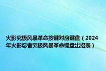 火影究极风暴革命按键对应键盘（2024年火影忍者究极风暴革命键盘出招表）