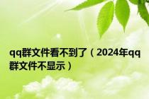 qq群文件看不到了（2024年qq群文件不显示）