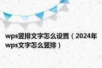 wps竖排文字怎么设置（2024年wps文字怎么竖排）