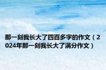 那一刻我长大了四百多字的作文（2024年那一刻我长大了满分作文）