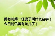 黄有龙第一任妻子叫什么名字（今日时讯黄有龙儿子）