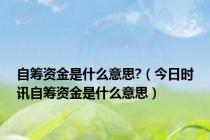 自筹资金是什么意思?（今日时讯自筹资金是什么意思）