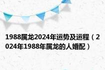 1988属龙2024年运势及运程（2024年1988年属龙的人婚配）