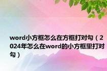 word小方框怎么在方框打对勾（2024年怎么在word的小方框里打对勾）