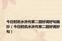 今日时讯水浒传第二回好词好句摘抄（今日时讯水浒传第二回好词好句）