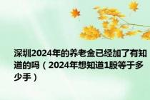 深圳2024年的养老金已经加了有知道的吗（2024年想知道1股等于多少手）