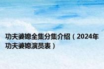 功夫婆媳全集分集介绍（2024年功夫婆媳演员表）