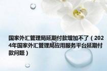 国家外汇管理局延期付款增加不了（2024年国家外汇管理局应用服务平台延期付款问题）