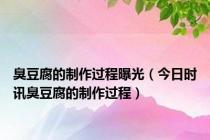 臭豆腐的制作过程曝光（今日时讯臭豆腐的制作过程）