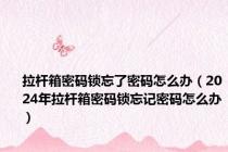 拉杆箱密码锁忘了密码怎么办（2024年拉杆箱密码锁忘记密码怎么办）