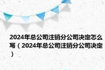 2024年总公司注销分公司决定怎么写（2024年总公司注销分公司决定）