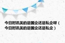 今日时讯美的是国企还是私企呀（今日时讯美的是国企还是私企）