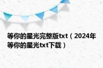等你的星光完整版txt（2024年等你的星光txt下载）