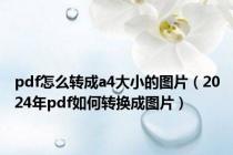 pdf怎么转成a4大小的图片（2024年pdf如何转换成图片）