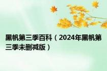 黑帆第三季百科（2024年黑帆第三季未删减版）