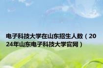 电子科技大学在山东招生人数（2024年山东电子科技大学官网）