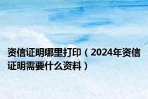资信证明哪里打印（2024年资信证明需要什么资料）