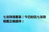 七龙珠观看表（今日时讯七龙珠观看正确顺序）