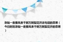 忽如一夜春风来千树万树梨花开这句话的意思（今日时讯忽如一夜春风来千树万树梨花开的意思）