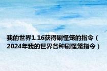 我的世界1.16获得刷怪笼的指令（2024年我的世界各种刷怪笼指令）