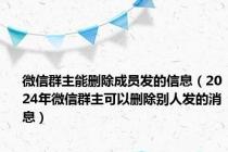 微信群主能删除成员发的信息（2024年微信群主可以删除别人发的消息）