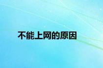 不能上网的原因